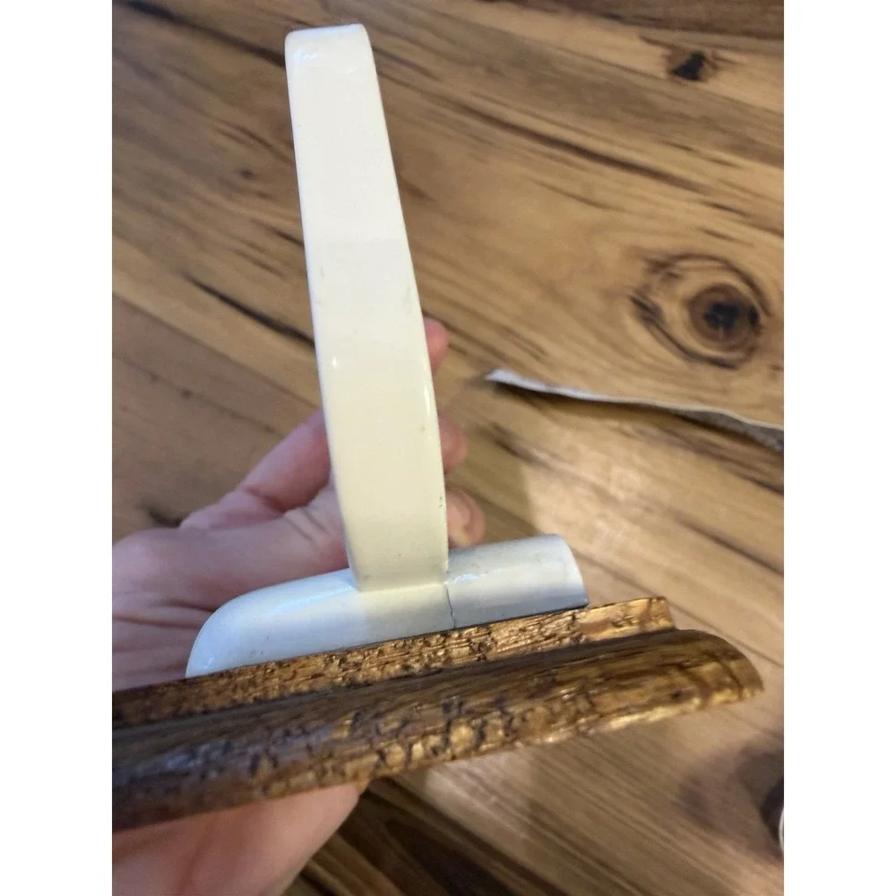 Vintage Wall Mount Soap Dish Cream Plastic Wood Bathroom Retro MCM